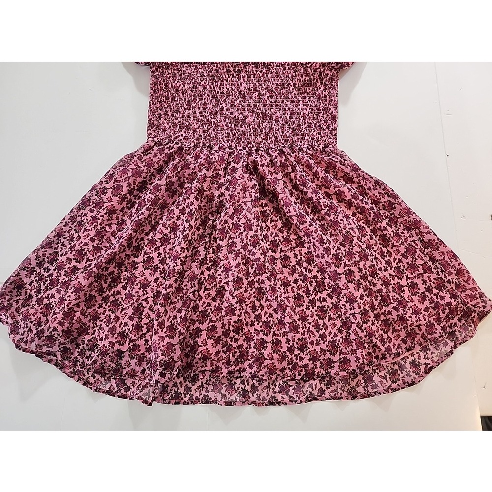 Betsey Johnson Pink and Black Floral Smocked Mini Dress - Picture 11 of 11